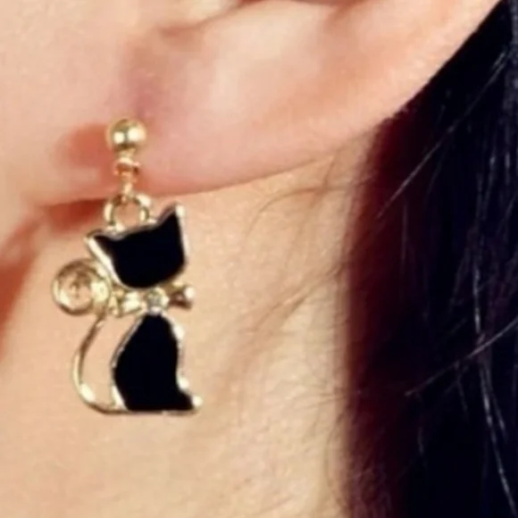 💚3for$20💚Cute Black Kitty Cat earrings - Picture 2 of 3